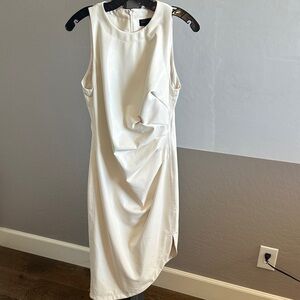 Donna Karan Faux Ivory Draped Sleeveless Dress 8 EUC